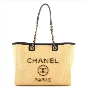 Chanel Deauville Tote Straw with Chain Detail Small